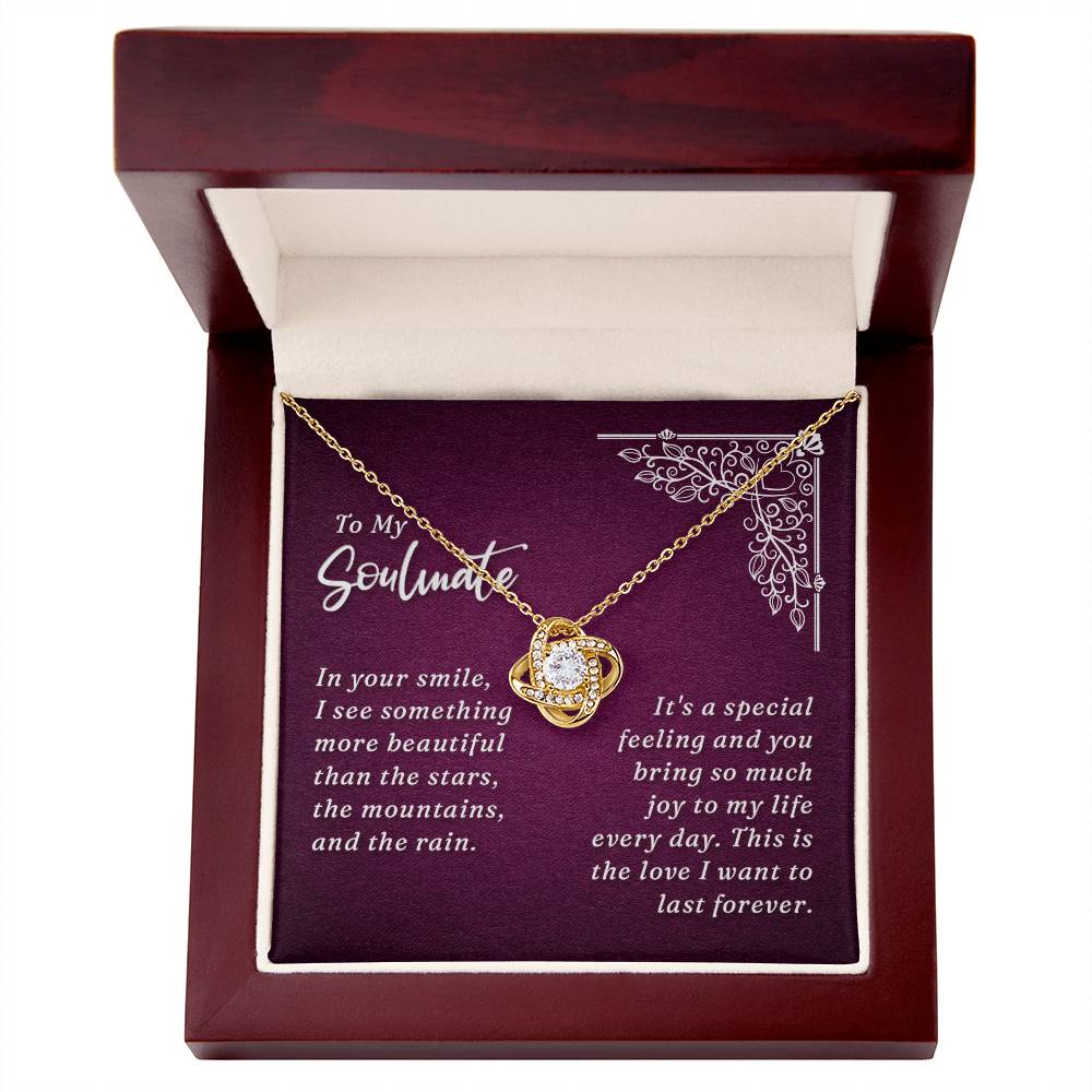 To My Soulmate Necklace From Husband, Boyfriend, Gift Necklace for Soulmate, Love Knot Necklace for Girlfriend, Soulmate Jewelry, Future Wife Gift Necklace, Necklace for Wife 14k White Gold