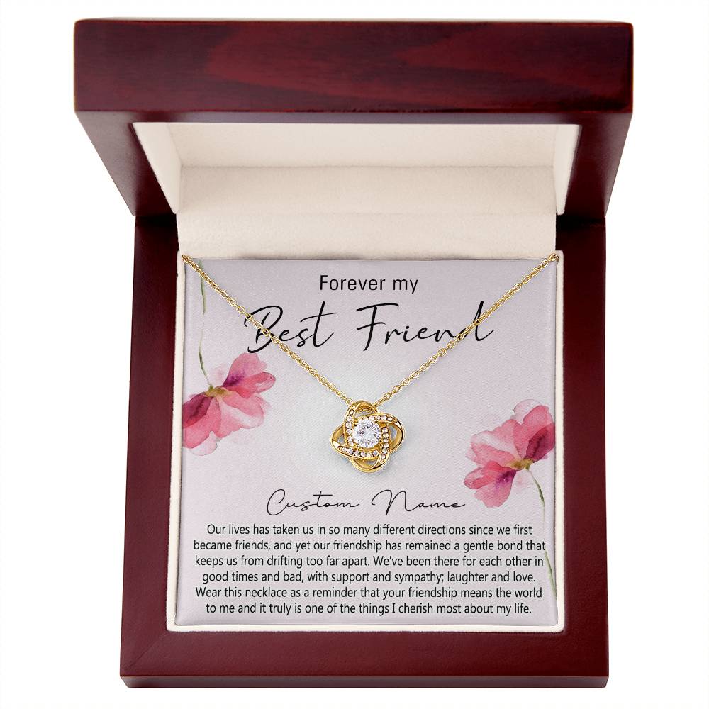 Personalized Gift Necklace For Best Friend, Thank you Necklace Gift for Friend, Best Friend Jewelry Gift Love Knot Pendant, Forever My Best Friend Love Knot Necklace Gift From Friend On Anniversary