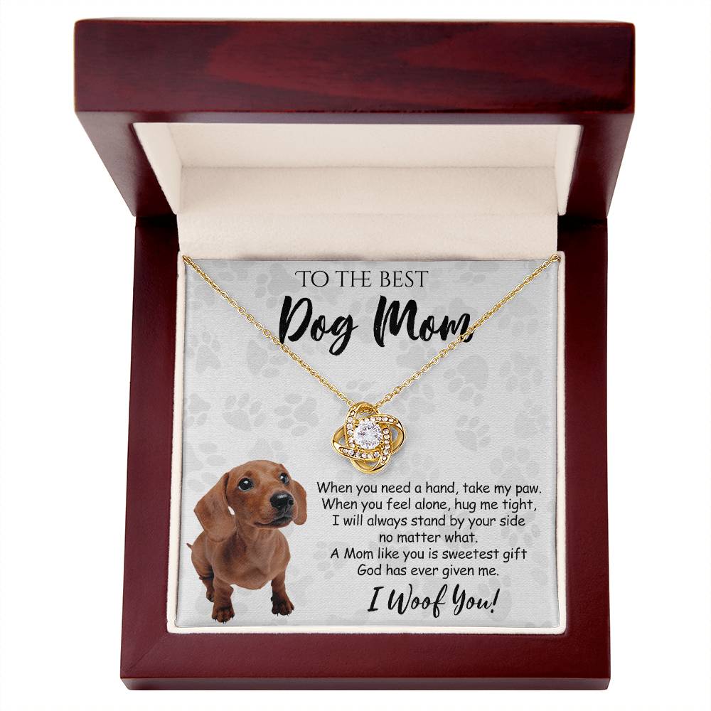 To The Best Dachshund Dog Mom Love Knot Necklace From Daughter Mother's Day Necklace Gift, Dachshund Love Knot Pendant, Jewelry Gift For Women, Dog Lovers Dachshund Gift Necklace, Dog Mom Necklace