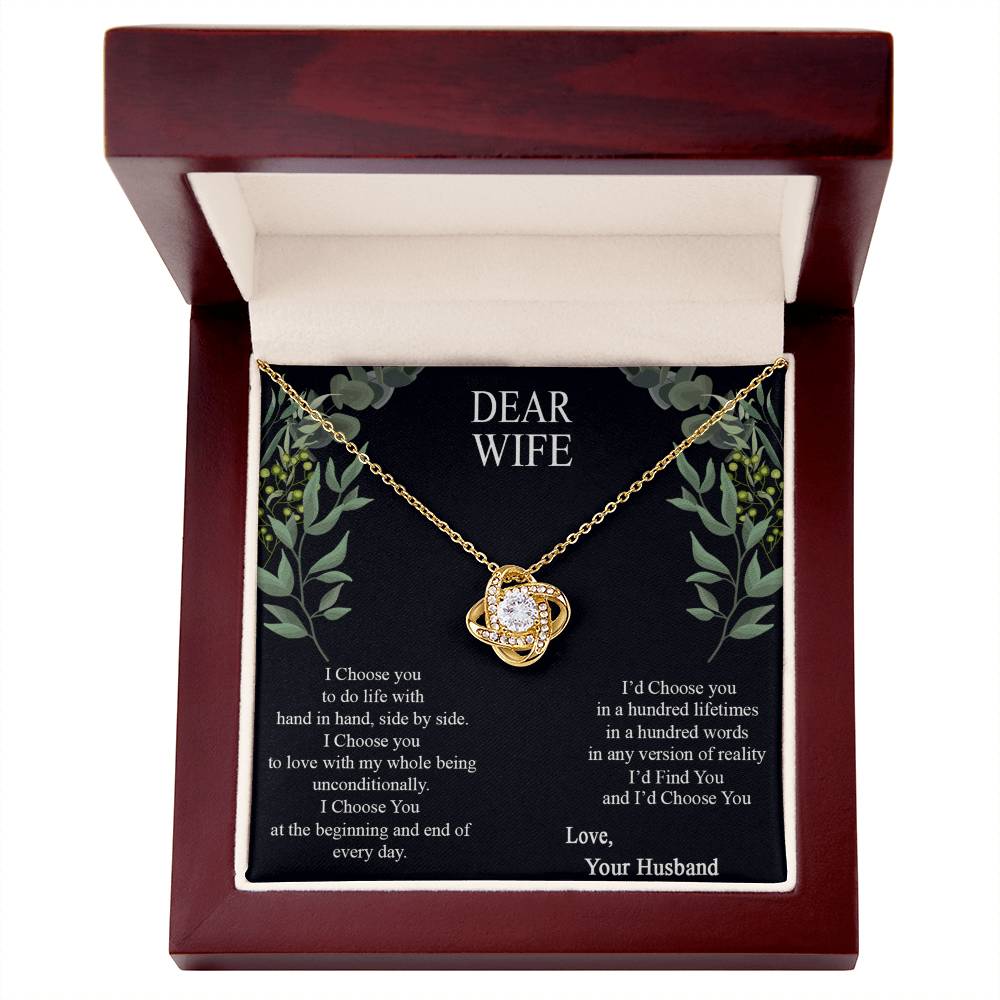 Dear Wife Necklace From Husband, Love Your Husband Necklace Gift For Wife, I Choose Gift Necklace, To My Wife Necklace Gift From Husband Love Knot Necklace Gift For Wife, Soulmate Gift Necklace