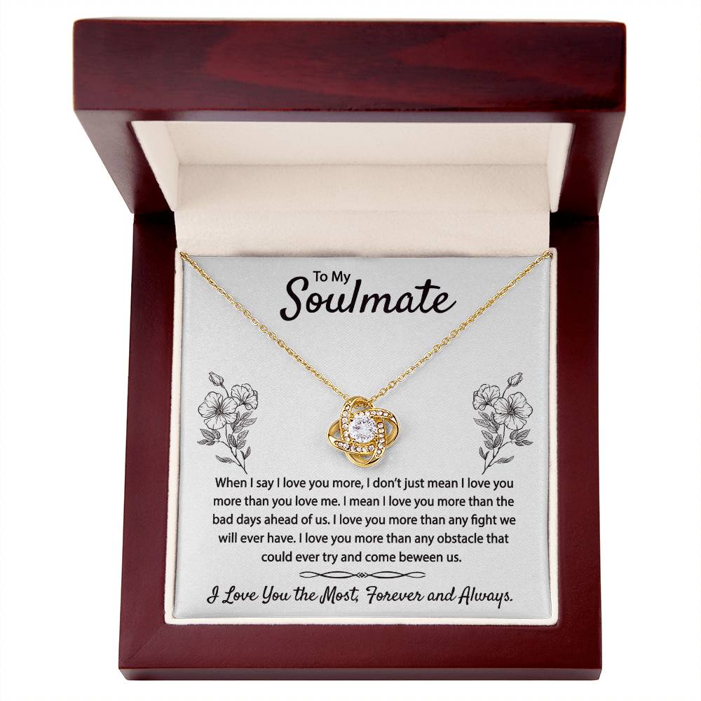 To My Soulmate Necklace From Husband Boyfriend Love Knot Necklace Gift For Soulmate Girlfiend To My Wife Gift Necklace with Message Card Gift Necklace for Her Romantic Girlfriend Gift Necklace