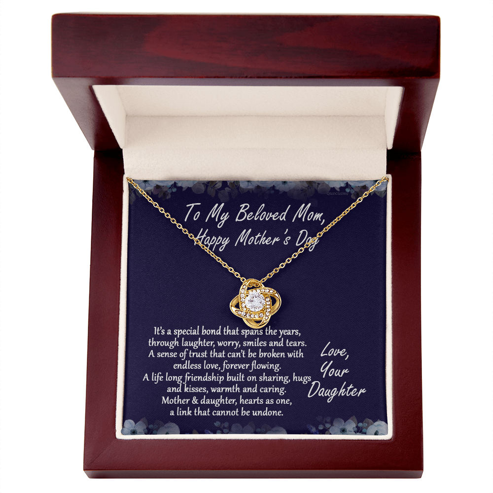 Beloved Mom Gift Necklace, Happy Mother's Day Necklace Gift For Mom, To My Beloved Mom Love Knot Necklace From Daughter And Mother Pendant, It's A Special Bond Necklace Gift For Mom, Jewelry Gift