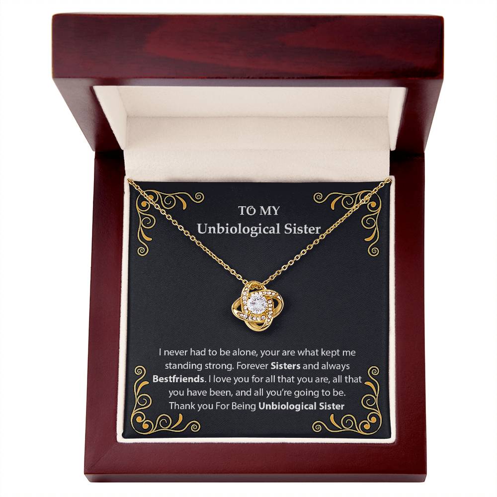 To My Unbiological Sister Love Knot Necklace From Sister, Bonus Sister Gift Necklace, Sister-in-Law Gift Pendant, Love Knot Jewelry for Sister in Law, Step Sister Gift, Soul Sister, Best Friend