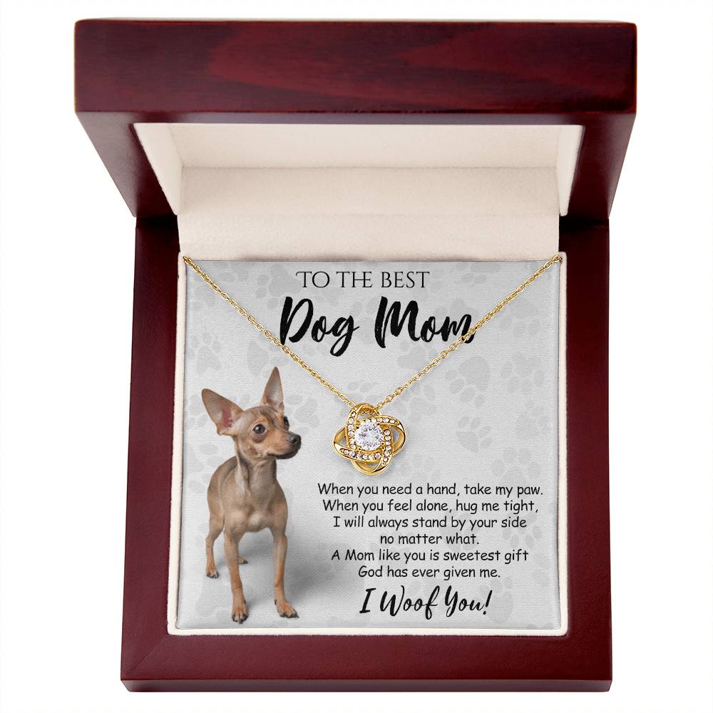 To The Best Dog Mom Love Knot Necklace From Daughter Mother's Day Necklace Gift, Chihuahua Love Knot Pendant, Jewelry Gift For Women, Dog Lovers Chihuahua Gift Necklace, Dog Mom Gift Necklace