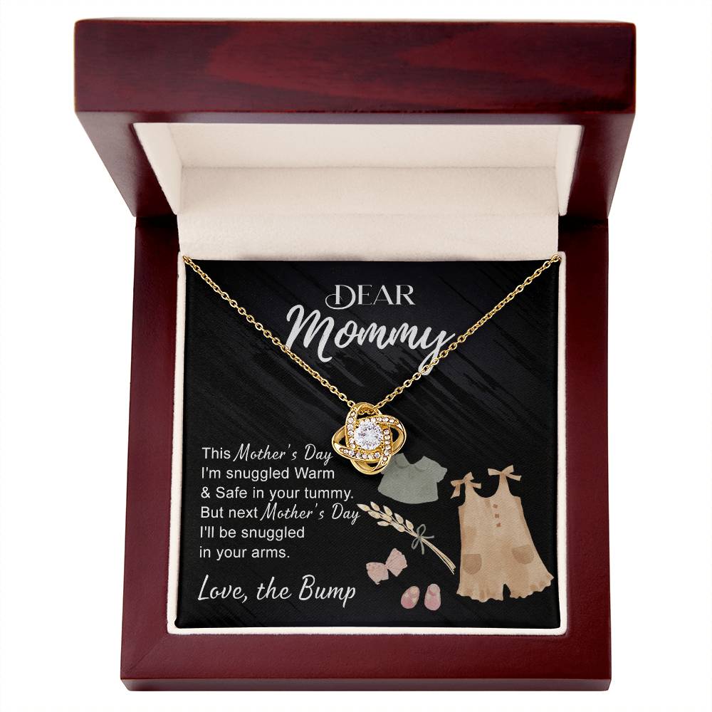 Dea Mommy Necklace Mothers Day Love Knot Necklace, Mothers Day Gifts for Pregnant Wife, Happy Mothers Day Necklace Gift for Moms to Be, Mother To Be Mothers Day Gift, To My Mommy Necklace from Bump