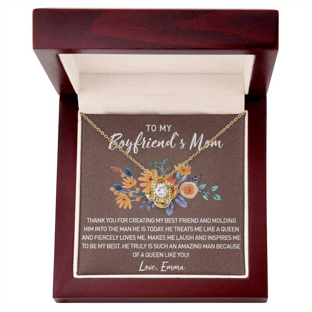 To My Boyfriend Mom Necklace From Girlfriend, Pendant For Boyfriend's Mom Gift Necklace, Love Knot Necklaces For Boyfriends Mom Gift On Christmas, Mothers Day For Boyfriend Mom, Jewelry For Her