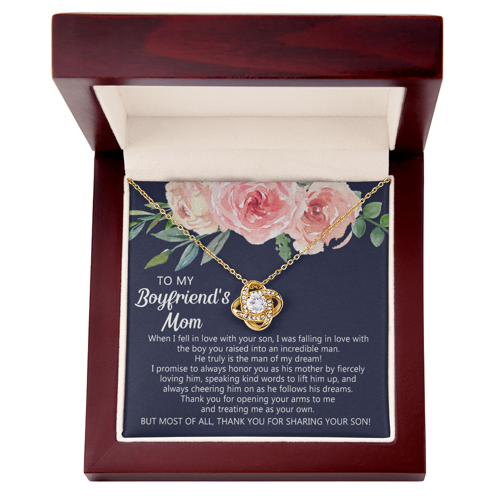 To My Boyfriend's Mom Necklace From Girlfriend, Gifts for Boyfriend's Mom Necklace, My Boyfriends Mom Love Knot Necklace From Man, Necklace On Mother's Day, Anniversary, Birthday Gifts, Christmas