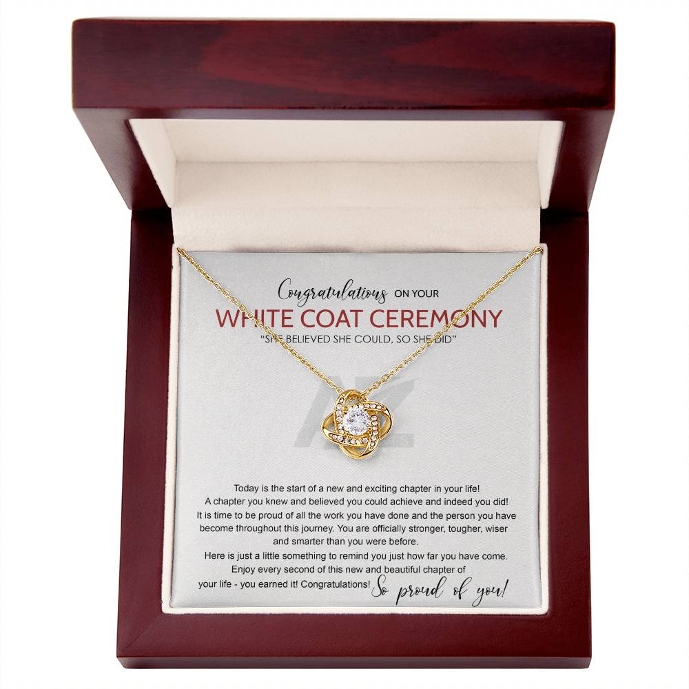 White Coat Ceremony Gift Necklace, Chiropractor White Coat Ceremony, New Doctor Gift, Gifts For for Girl, Daughter With Message Card and Gift Box Necklace Love Knot Necklace SO-2655078 chong hj