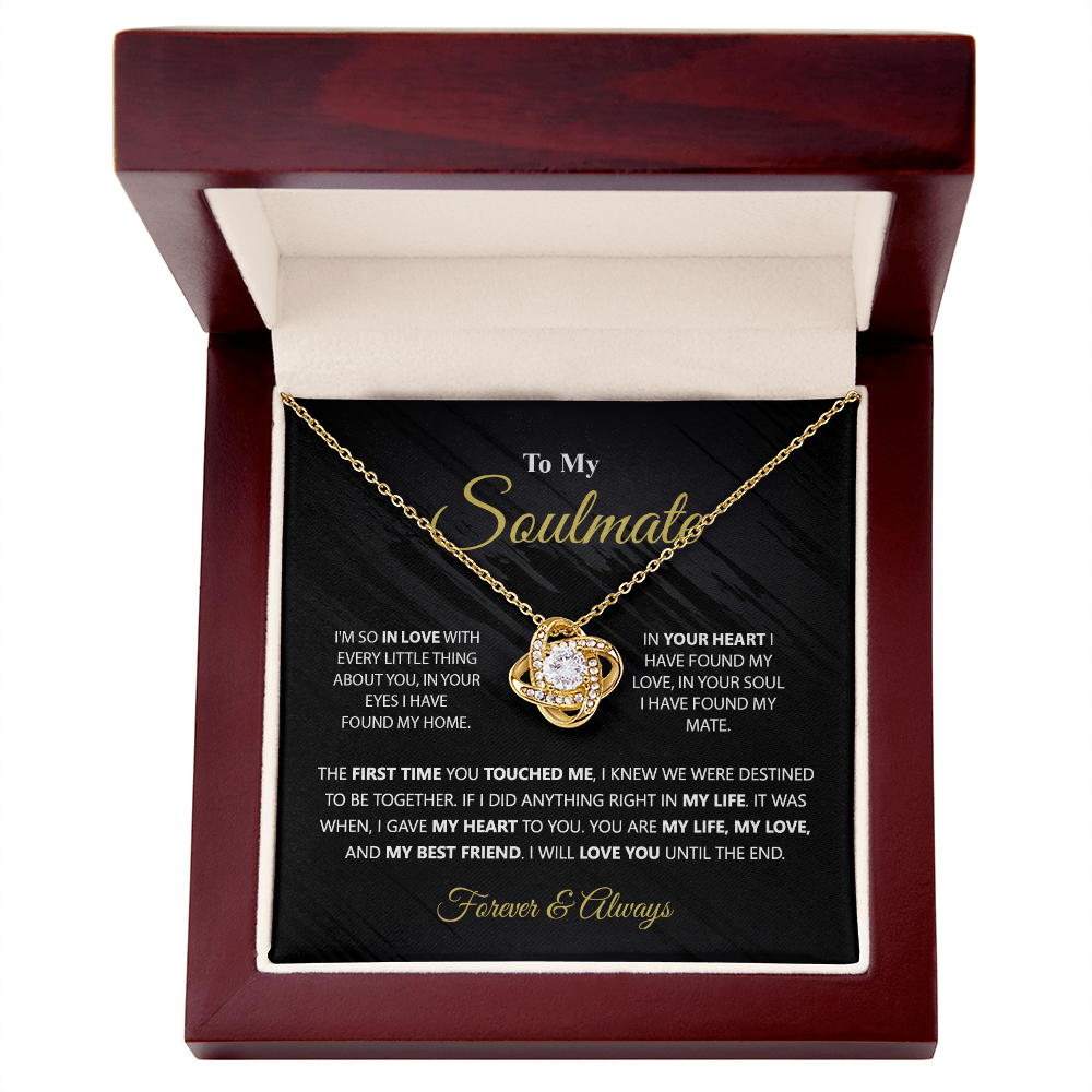 To My Soulmate Gift Necklace From Husband, Boyfriend, Valentines Gift Necklace For To My Wife Love Knot Necklace for Her Romantic Soulmate Gift Necklace, Girlfriend Gifts Necklace Message Card