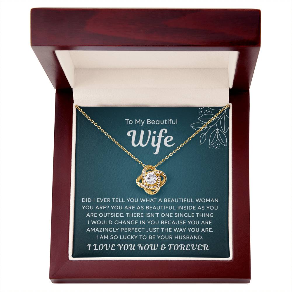 Wife Gift Necklace, To My Beautiful Wife Necklace From Husband, Wife Love Knot Necklace From Husband, Jewelry Gift For Women, Beautiful Women, Badass Wife Gift Necklace, Soulmate Gift Necklace