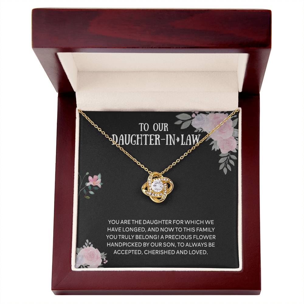 Personalized Gift Necklace From Mother In Law - Daughter Love Knot, To Our Daughter-In-Law Gift Necklace From Mother-in-Law, Daughter-in-Law Pendant Gift On Birthday Gift, Graduation Gift