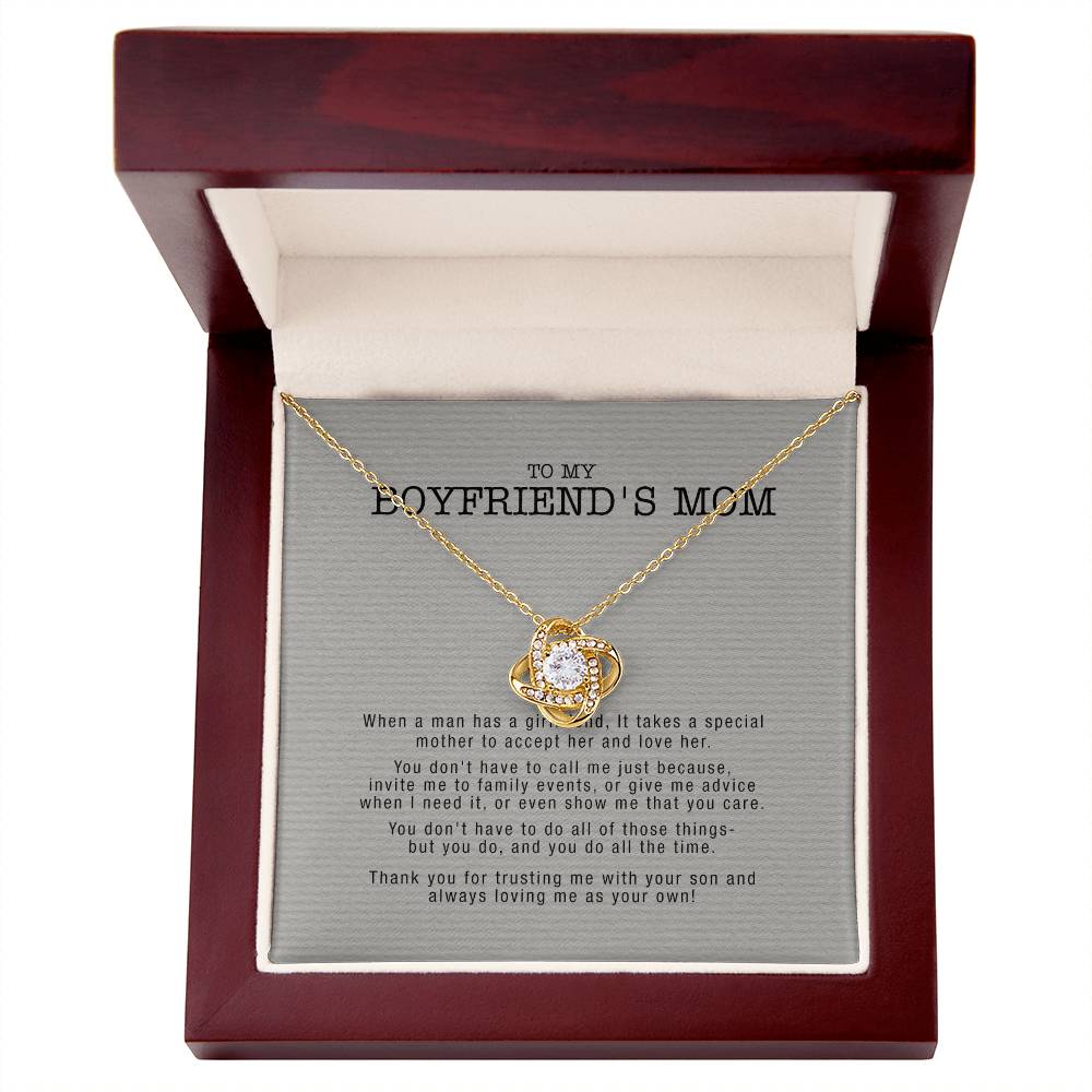 Gifts for Boyfriend's Mom Necklace, To My Boyfriends Mom Necklace, Boyfriend's Mom Gifts, Gifts For My Boyfriends Mom Love Knot Necklace From Man, Boyfriends Mom Christmas Necklace Mother's Day