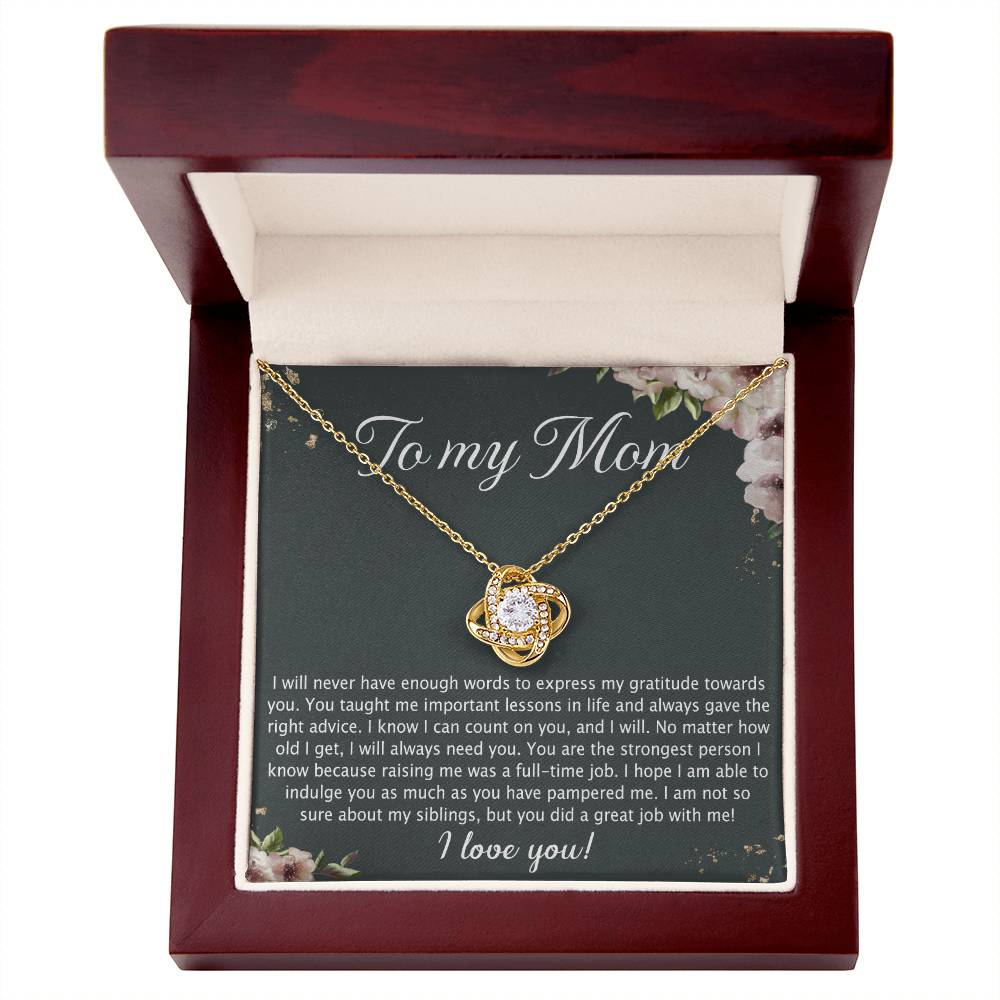 To My Mom Love Knot Necklace From Daughter, No Matter Necklace Gift For Mom, Daughter And Mother Love Knot Pendant Gift For Mom, Jewelry Gift For Women, Mom Gift Necklace, Daughter To Mom Pendant