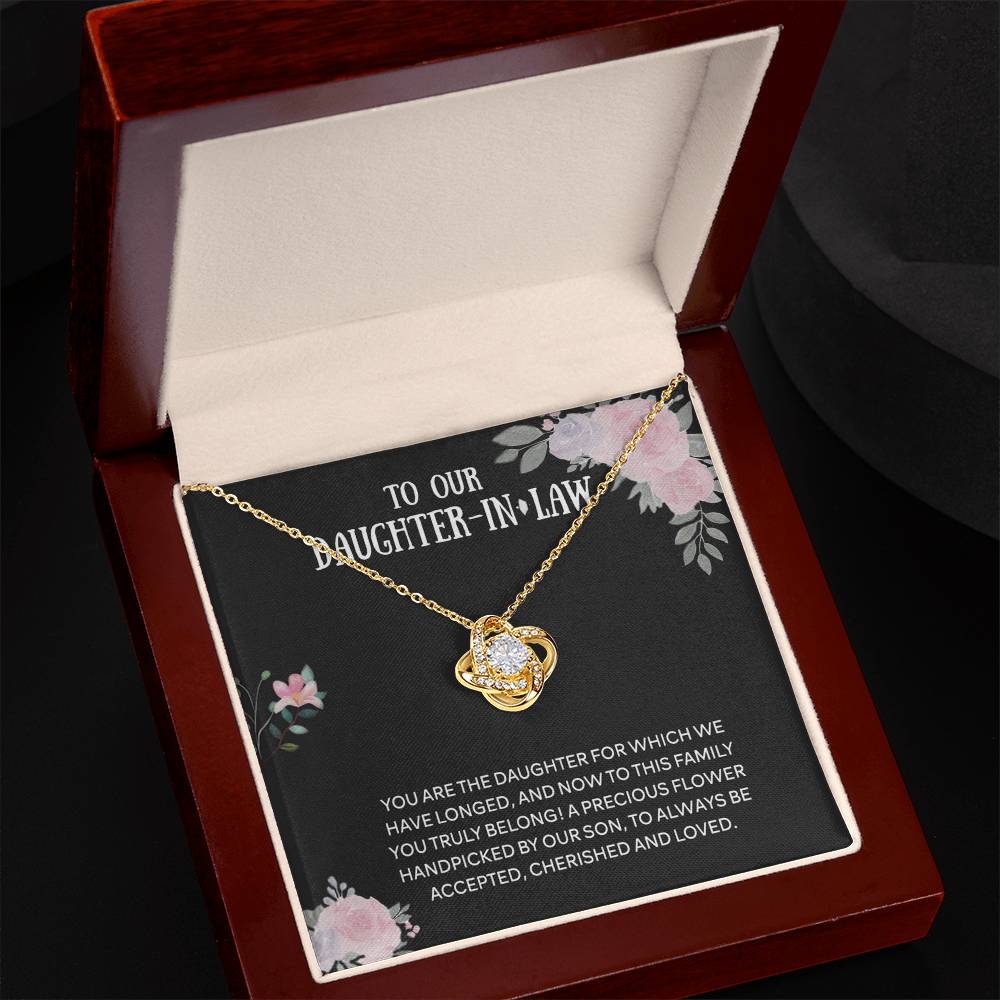 Personalized Gift Necklace From Mother In Law - Daughter Love Knot, To Our Daughter-In-Law Gift Necklace From Mother-in-Law, Daughter-in-Law Pendant Gift On Birthday Gift, Graduation Gift
