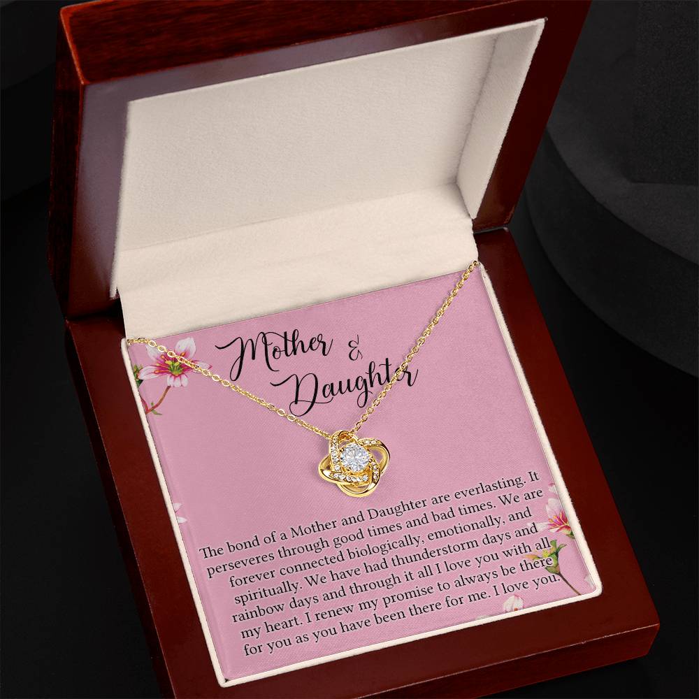 Mother And Daughter Gift Necklace - To My Mother Love Knot Necklace Gift From Daughter, The Bond Of A Mother And Daughter Love Knot Pendant Gift For Mom, Jewelry Gift For Women, Bonus Mother Gift