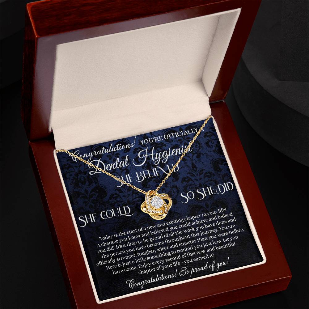 Graduation Gift Necklace Dental Hygienist Love Knot Necklace Gift For Dental Hygienist Student Gift Class of 2024 Necklace Jewelry Gift for Her Daughter Congratulations Gift Necklace So Proud Of You