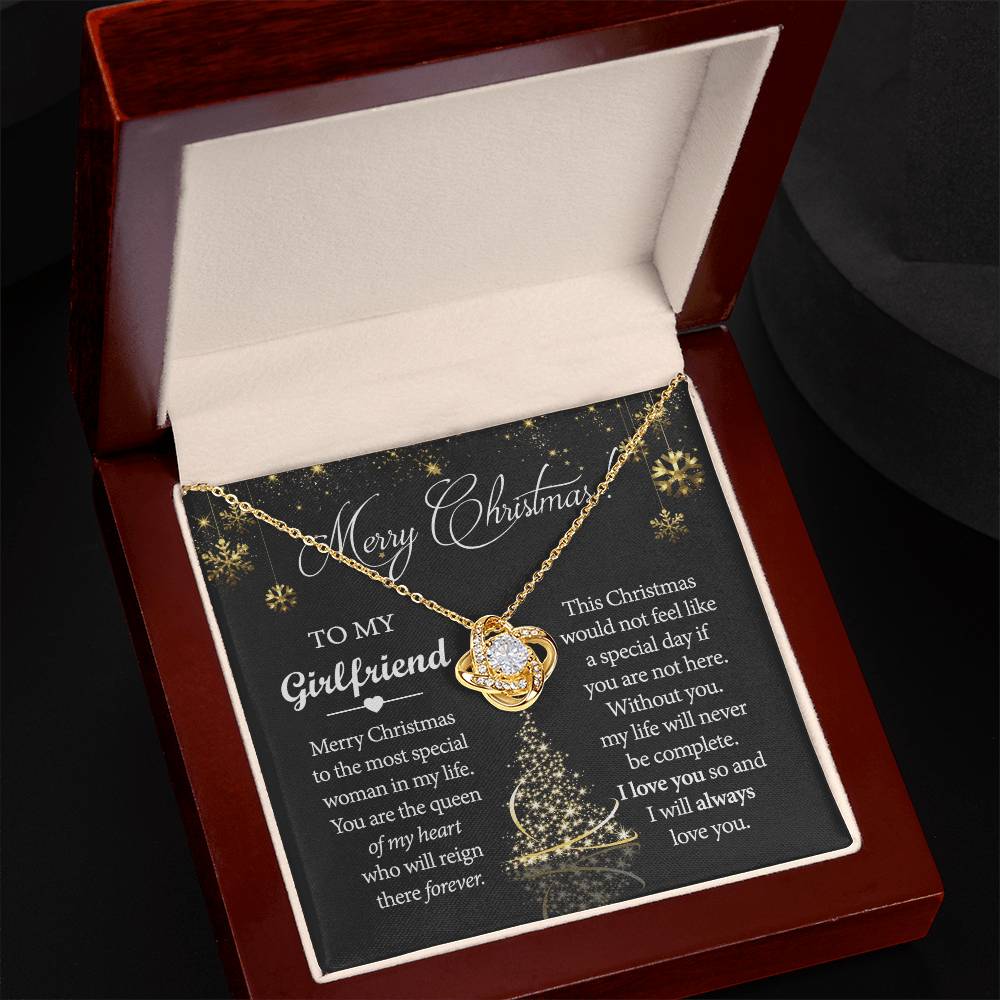 Merry Christmas Necklace For Girlfriend, To My Girlfriend Gift Love Knot Necklace From Boyfriend, Husband, Girlfriend Gift Necklace - Love Knot Pendant Gift For Girlfriend, Soulmate Gift Necklace