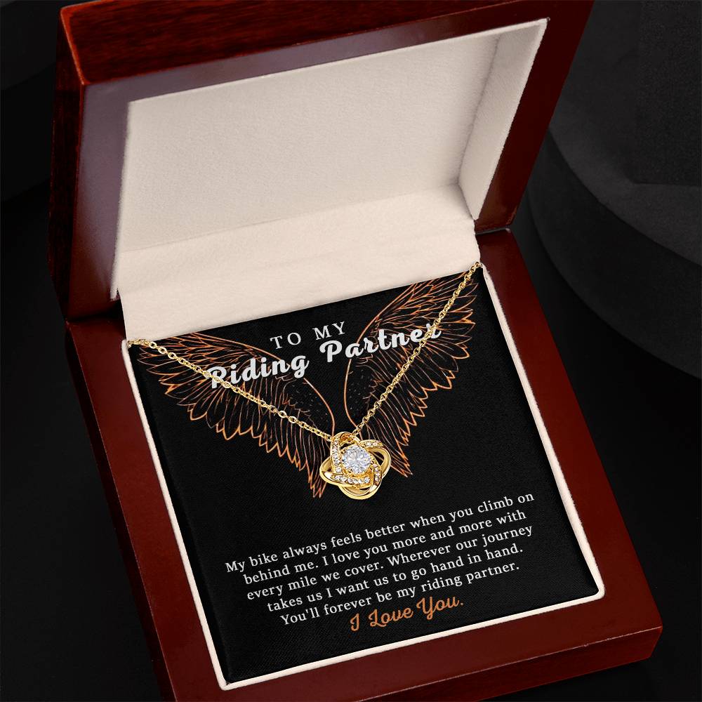 To My Riding Partner Necklace From Husband, Boyfriend, Love Knot Necklace Gift For Riding Partner, Cubic Zirconia Necklace Gift, Bikers Gift Necklace for Her Romantic, Girlfriend Gift Necklace
