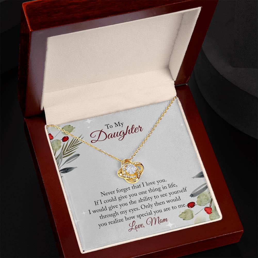 To My Daughter Necklace From Mom, Christmas Necklace with Message Card and Gift Box For Daughter, Mother And Daughter Necklace Gift On Birthday Wedding Graduation Gift Never Forget Necklace