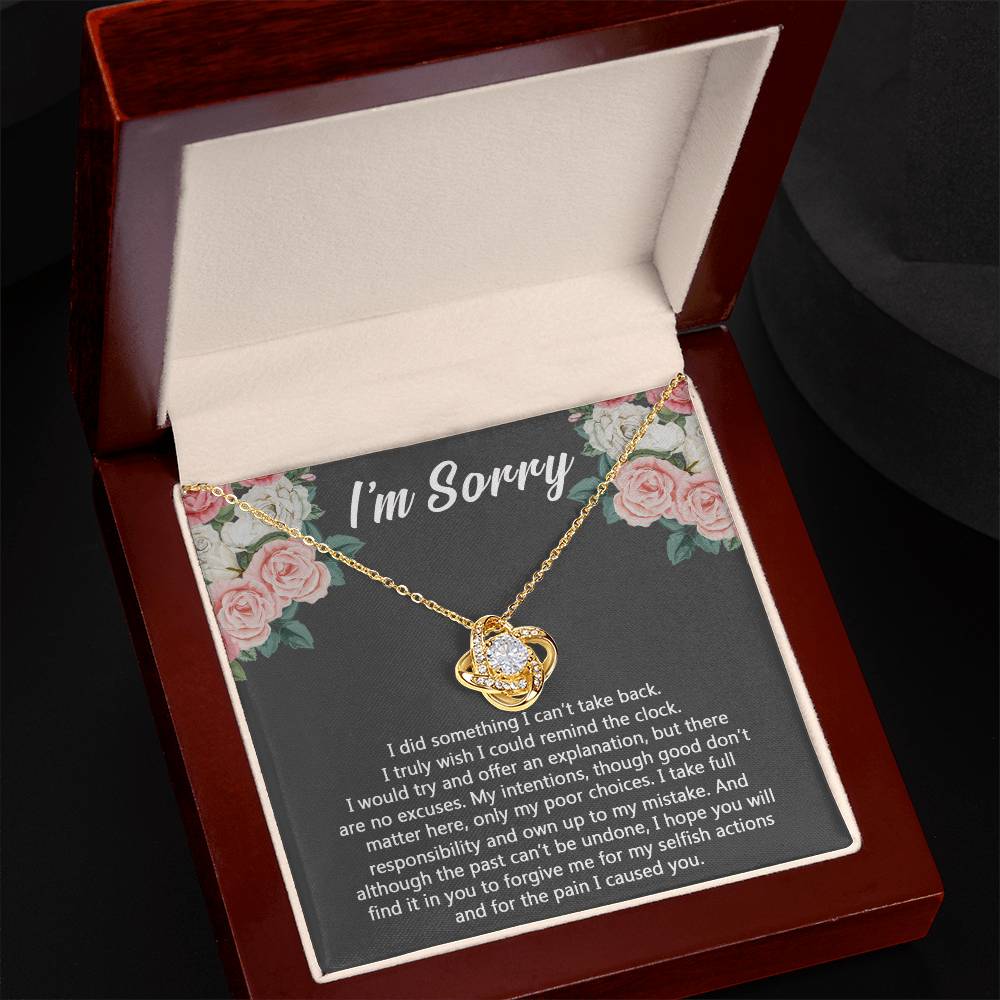 I'm Sorry Gift Necklace for Her, Apology Gifts Necklace for Girls, Woman Sorry Gift Necklaces with Meaningful Message Jewelry Sorry Gift Love Knot Necklace For Girlfriend Wife Soulmate Best Friend