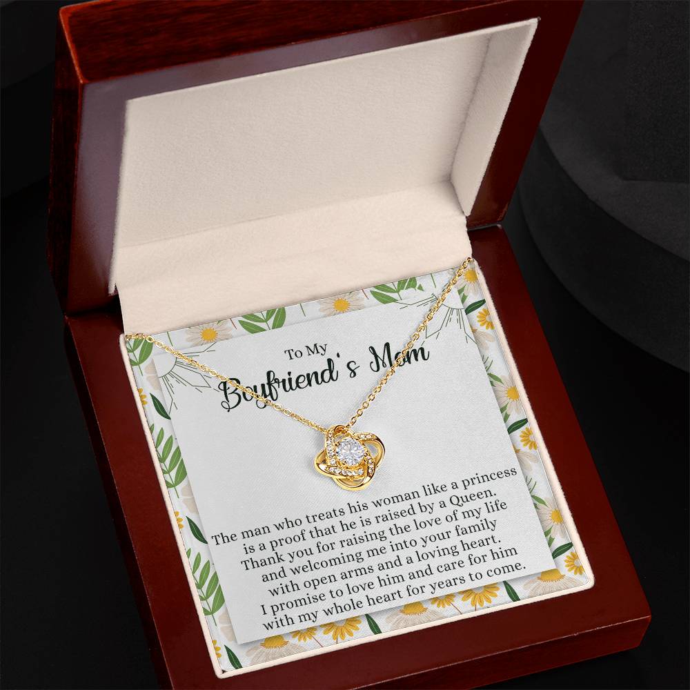 To My Boyfriend's Mom Necklace From Girlfriend Mom Gift Necklace For Boyfriend's Mom, Love Knot Pendant Gift for Bf Mom, Jewelry For Mom On Mothers Day, Birthday, Presents for Mom Necklace for Women