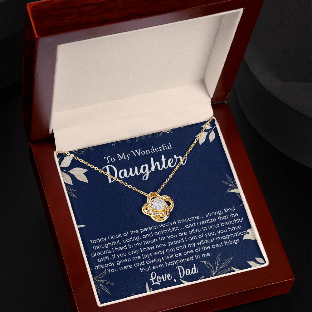 Daughter Gifts Necklace From Dad, To My Daughter Lion Dad And Daughter Love Knot Necklace Birthday Gift for Daughter From Dad, Christmas Gift For Daughter Necklace, Father To Daughter Gift Necklace