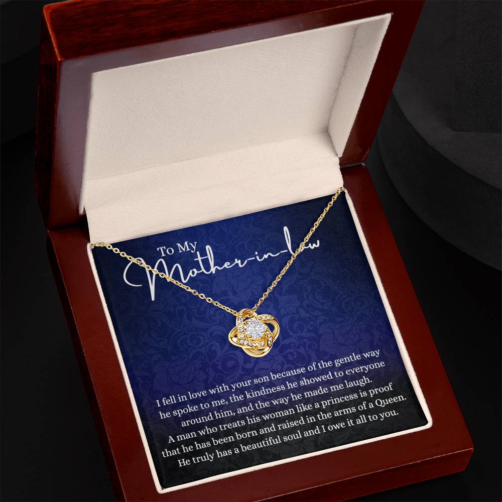 To My Mother in Law Love Knot Necklace, Mother in Law Jewelry Gift Box, Gift Card For Mom, Necklace for Mother in Law Jewelry Gift For Women, To My Mother-in-law On Wedding Day Mother's day Necklace