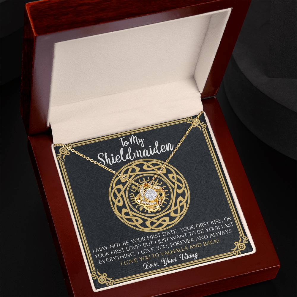 Personalized Gift Necklace, To My Shieldmaiden Necklace From Viking, I Love You to Valhalla and Back Viking Necklace Jewelry Gift For Women Wife Girlfriend Anniversary Customized Message Card