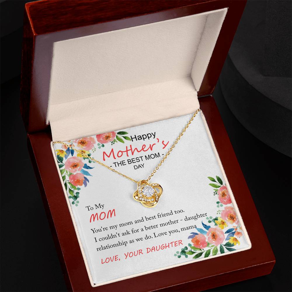 Happy Mother''s Day Gift Necklace, To My Mom Love Knot Necklace Gift From Daughter And Mother Love Knot Pendant Gift For Mom Bonus Mom Gift Necklace, The Best Mom Necklace, Jewelry Gift For Women