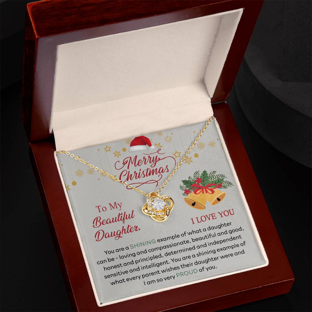 Merry Christmas Daughter Gift Necklace - To My Beautiful Daughter Necklace From Mom, Mother And Daughter Jewelry Gift For Daughter Christmas Gift, Graduation Gift For Daughter I Love You Necklace