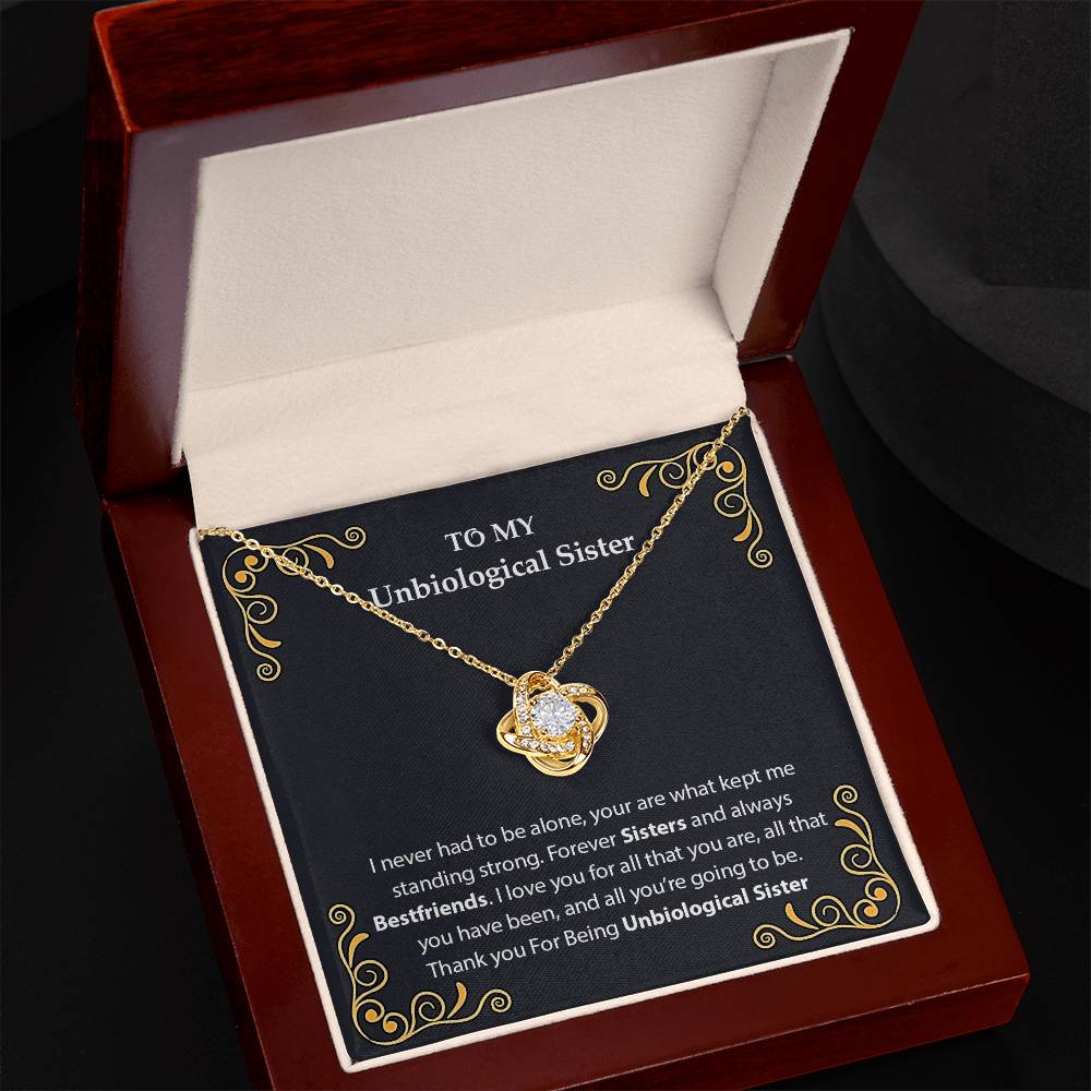 To My Unbiological Sister Love Knot Necklace From Sister, Bonus Sister Gift Necklace, Sister-in-Law Gift Pendant, Love Knot Jewelry for Sister in Law, Step Sister Gift, Soul Sister, Best Friend