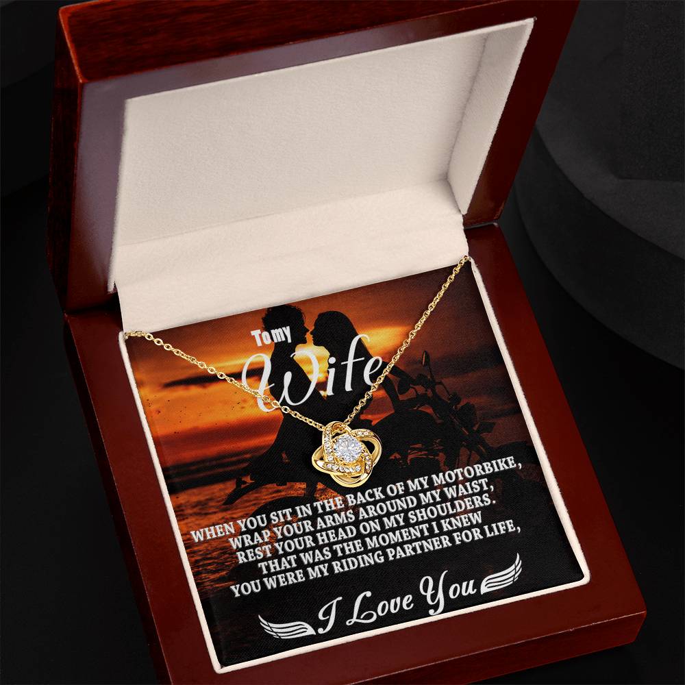 To My Wife Necklace From Husband, My Riding Partner For Life Necklace Gift For Wife From Men, Soulmate Gift Necklace Riding Partner Love Knot Necklace, Jewelry Gift For Women, I Love You Necklace