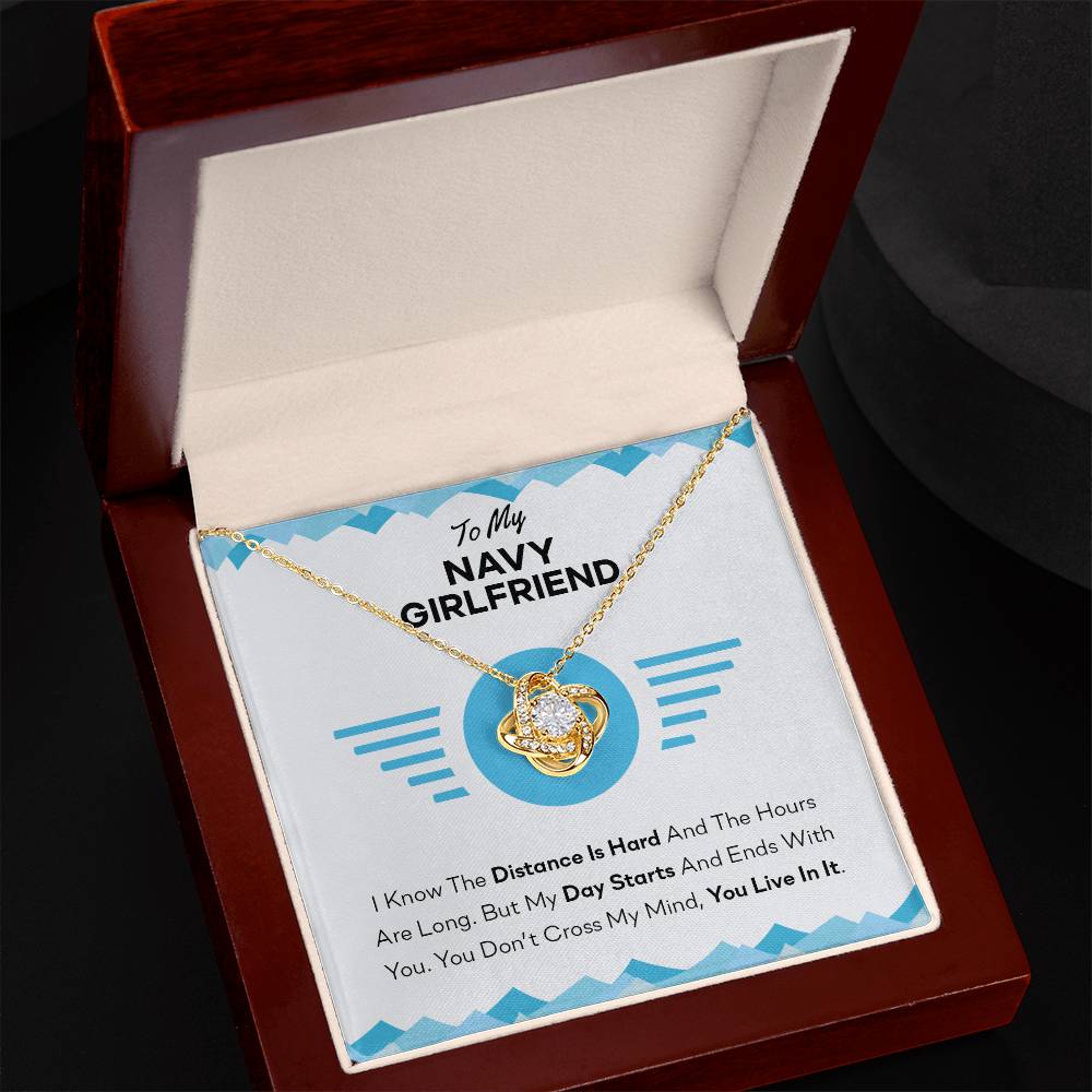 To My Navy Girlfriend Gifts for Navy Girlfriend's Birthday Present Anniversary From Boyfriend, Husband, Girlfriend Gift Necklace - Jewelry Gift For Girls, Love Knot Pendant Gift For Girlfriend Soulmate