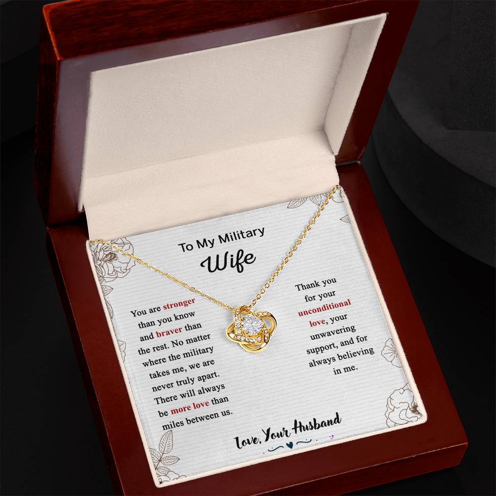 Military Wife Gift Necklace, Husband And Wife Love Knot Necklace, To My Military Wife Necklace From Husband - Necklace Gift For Wife, Jewelry Gift For Women, Soulmate Gift Necklace From Fiancee