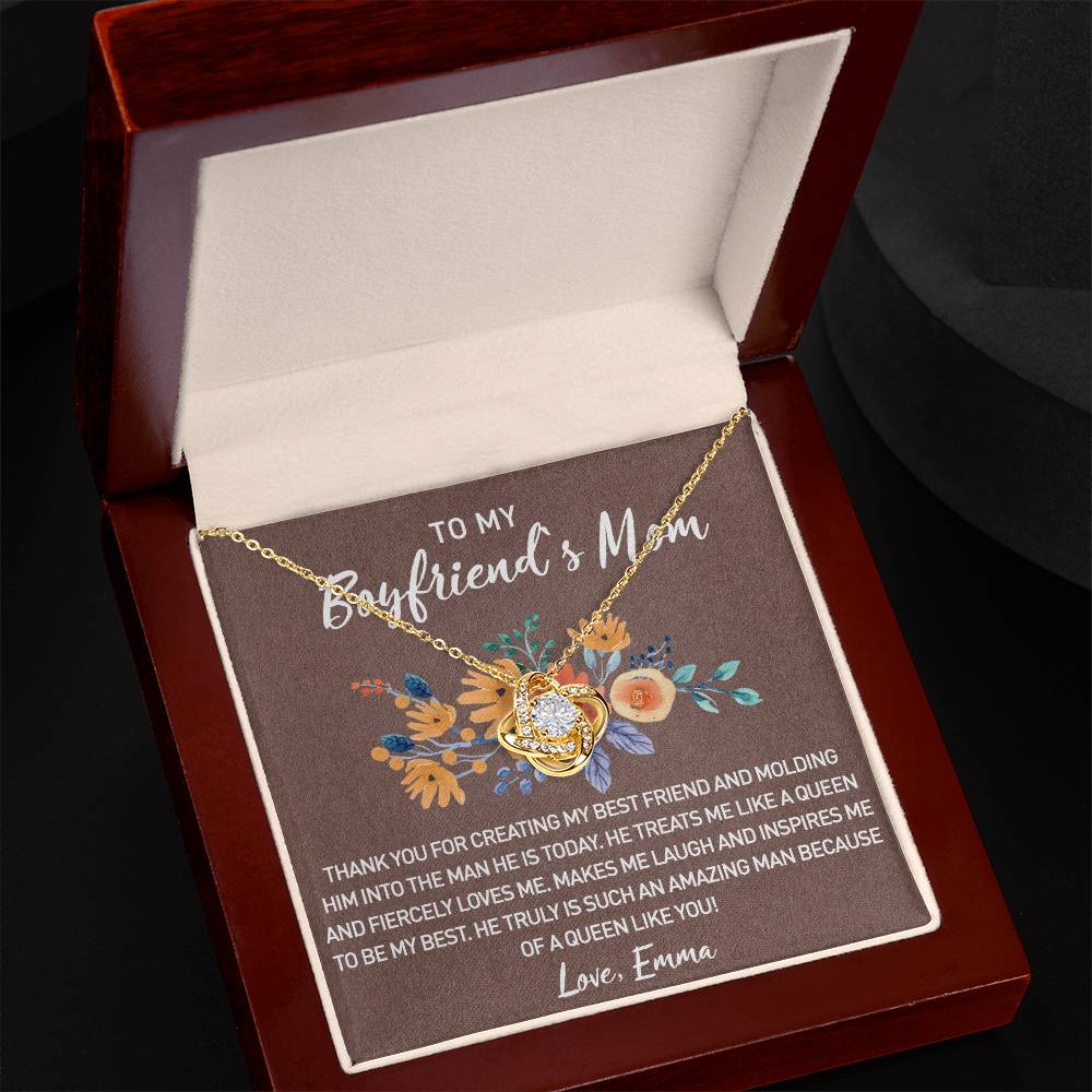 To My Boyfriend Mom Necklace From Girlfriend, Pendant For Boyfriend's Mom Gift Necklace, Love Knot Necklaces For Boyfriends Mom Gift On Christmas, Mothers Day For Boyfriend Mom, Jewelry For Her