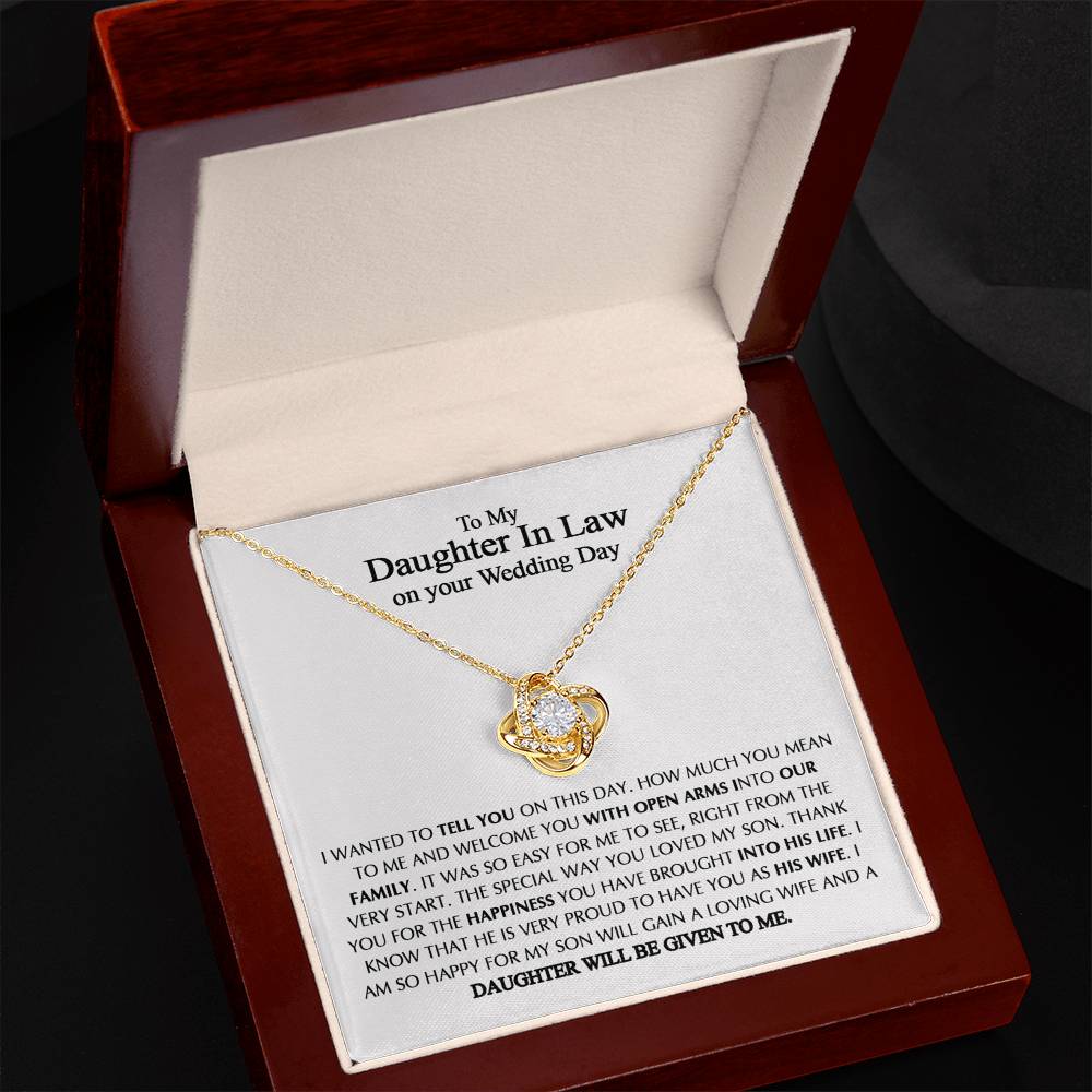 To My Daughter-In-Law On Your Wedding Necklace From Mother In Law, Daughter In Law Gift On Wedding Day, Future Daughter In Law, Bride Gift From Mother In Law - Jewelry Gift For Girls, Little Girls