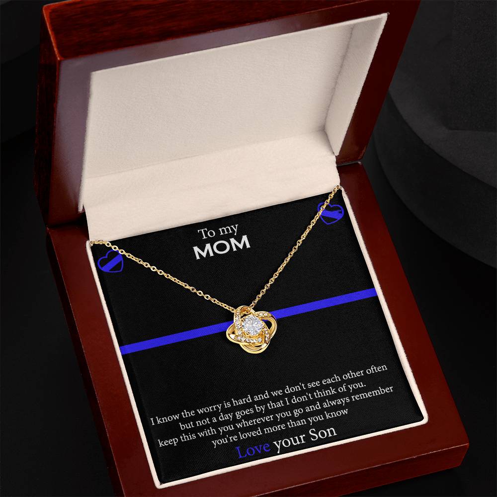 To My Mom Necklace From Son, Mothers Day Necklace Gift For First Mothers Day, Love Your Son Love Knot Necklace Gift For Mom, Best Friend Gifts For Mothers Day Things For Your Mom Jewelry Gift For Mom