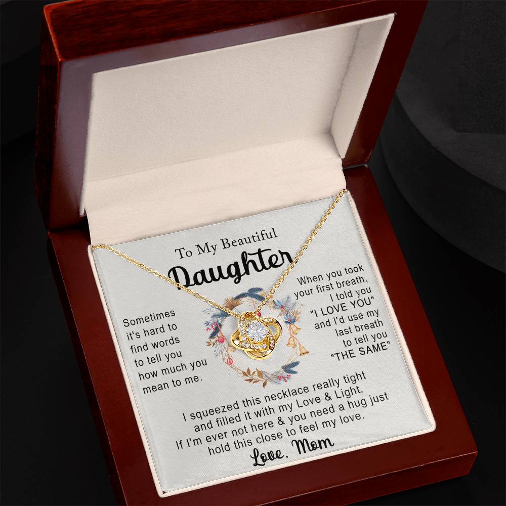 Personalized Necklace With Message Card And Box, Jewelry Custom Card For Daughter, To My Beautiful Daughter Necklace From Mom, Mother To Daughter Pendant From Mom Jewelry Gift For Girls