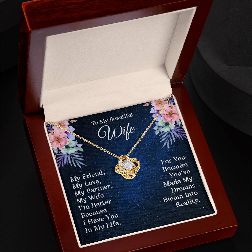 Wife Gift Necklace, To My Beautiful Wife Necklace From Husband, Wife Love Knot Necklace From Husband, Jewelry Gift For Women, My Friend Necklace, My Love Gift Necklace, My Partner Love Knot Pendant