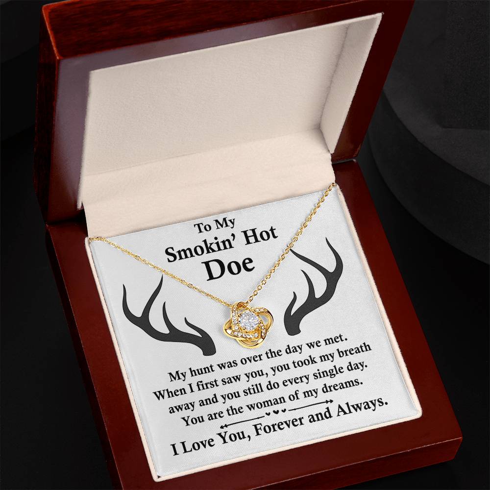 To My Smokin' Hot Doe Necklace Gift From Husband Boyfriend Dreams Love Knot Necklace Gift For Soulmate Wife with Message Card Gift Box Gift Necklace for Her Romantic, Girlfriend Gifts Necklace