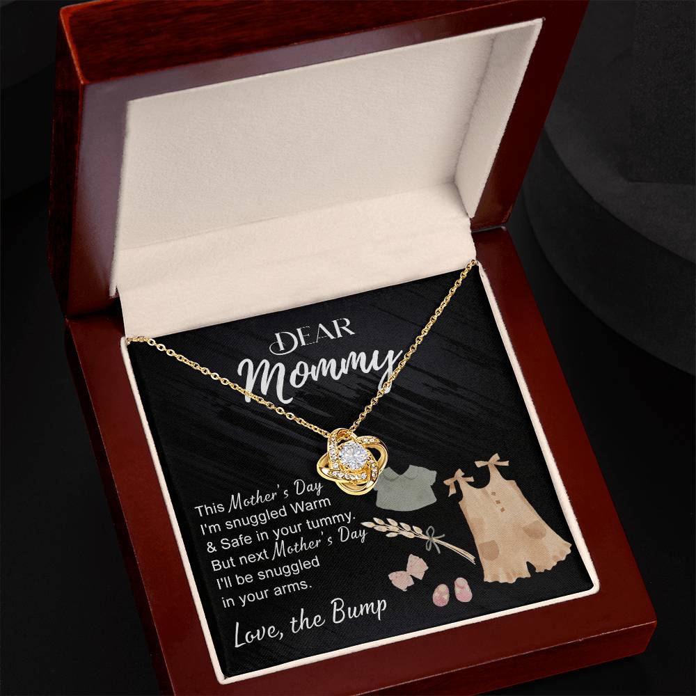 Dea Mommy Necklace Mothers Day Love Knot Necklace, Mothers Day Gifts for Pregnant Wife, Happy Mothers Day Necklace Gift for Moms to Be, Mother To Be Mothers Day Gift, To My Mommy Necklace from Bump
