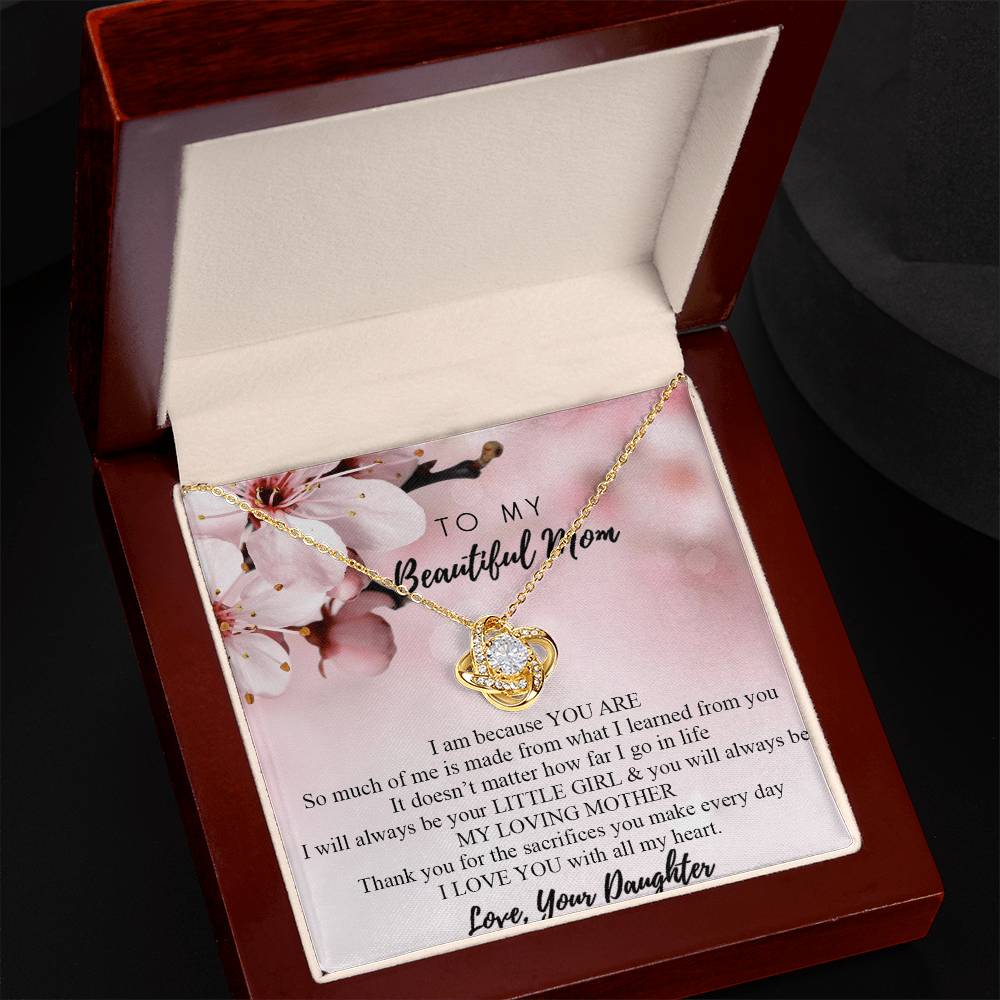 To My Mom Necklace From Daughter, Mother's Day Jewelry For Mom, Mother, Mother In law, Loving Mother Gift Necklace, Unique Moms Gift Ideas, Beautiful Mom Gift Love Knot Necklace On Mothers Day