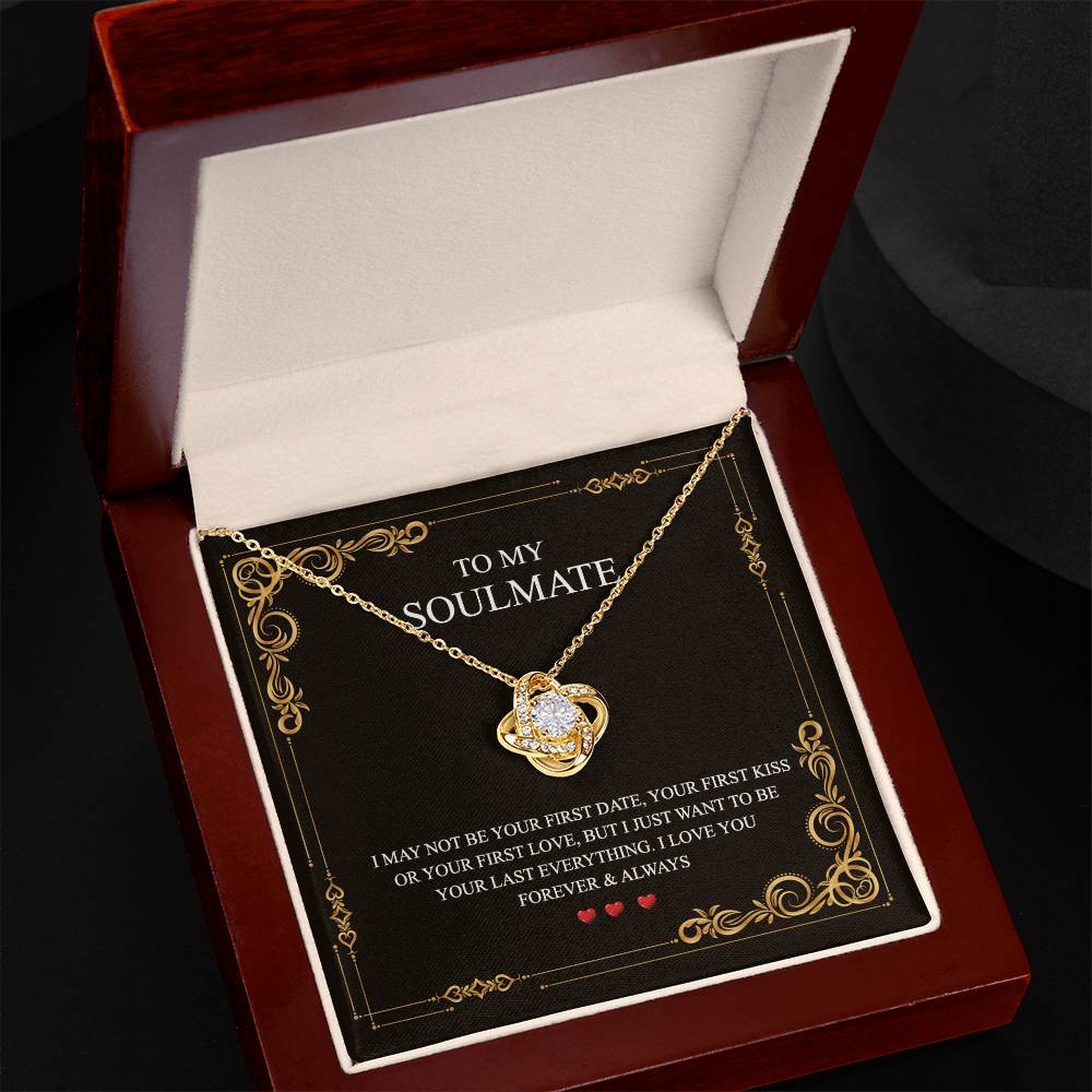 To My Soulmate Love Knot Necklace Gift From Husband To Wife, Girlfriend, Soulmate Gift Necklace On Valentines Day Anniversary, Christmas Necklace for Her Romantic, Jewelry Gift For Women