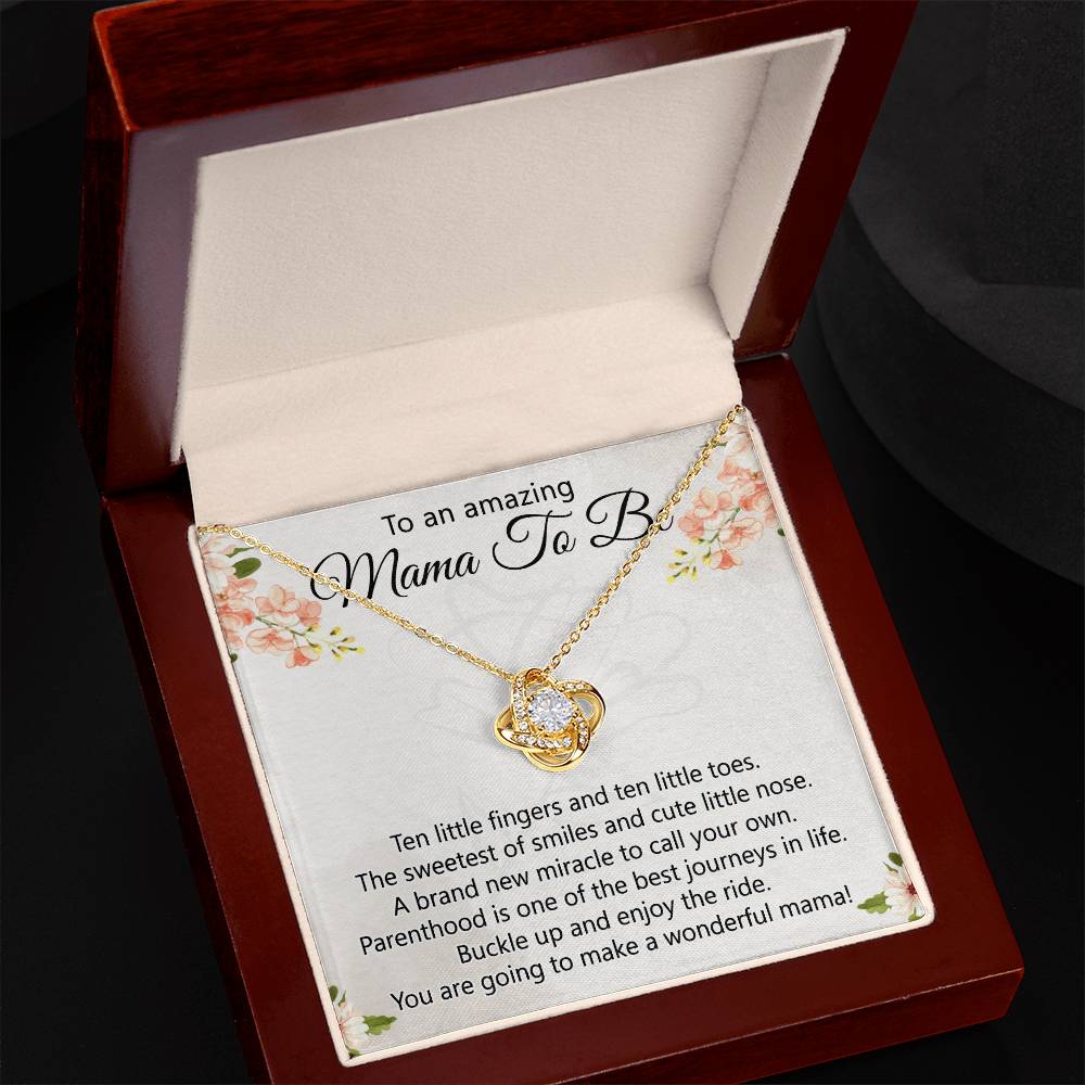 To An Amazing Mama To Be Necklace, New Mom Necklace, Mama To Be Love Knot Necklace Gift for New Mommy, Mother's Day Necklace Gift for New Mom New Mother Gift Necklace Pregnancy Gift for Mama Mommy