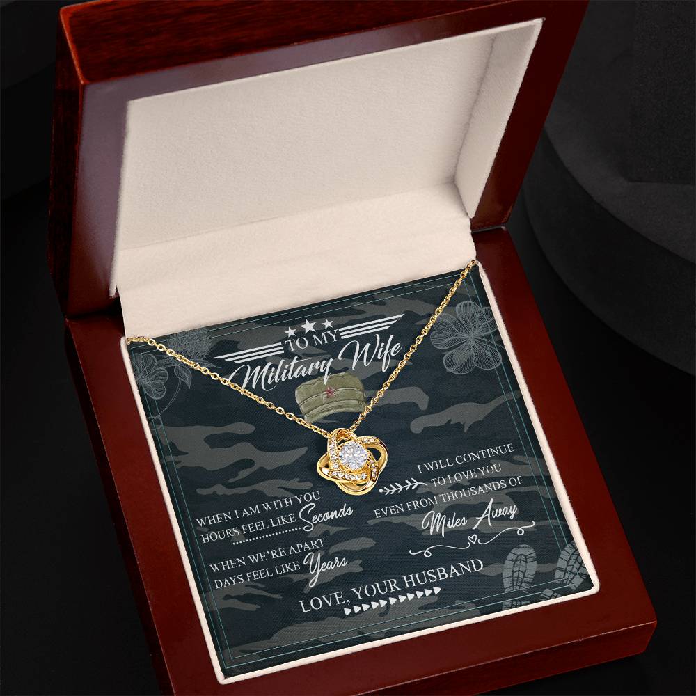 Military Wife Gift Necklace, Husband And Wife Love Knot Necklace, To My Military Wife Necklace From Husband - Veteran Necklace Gift For Wife, Jewelry Gift For Women, Soulmate Gift Necklace