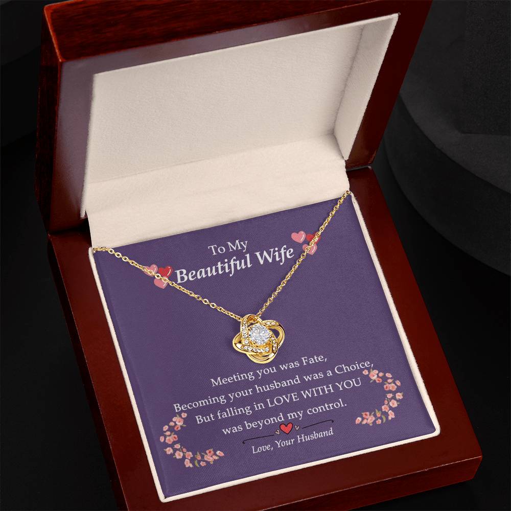 To My Beautiful Wife Necklace From Husband Love With You Pendant Gift For Wife, Wife Gift Necklace, Husband To Wife Gift Love Knot Pendant Gift From Men Jewelry Gift For Women Soulmate Gift Necklace