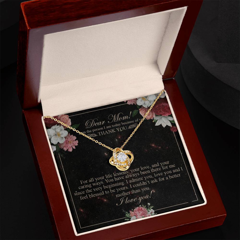 Meaningful Gift To Mom, Thank You Card For Mom, To My Mom Necklace From Daughter, I Love You Necklace For Mom, To Mom Love Knot Necklace, Jewelry For Mom On Birthday Gifts Mothers Day, Anniversary