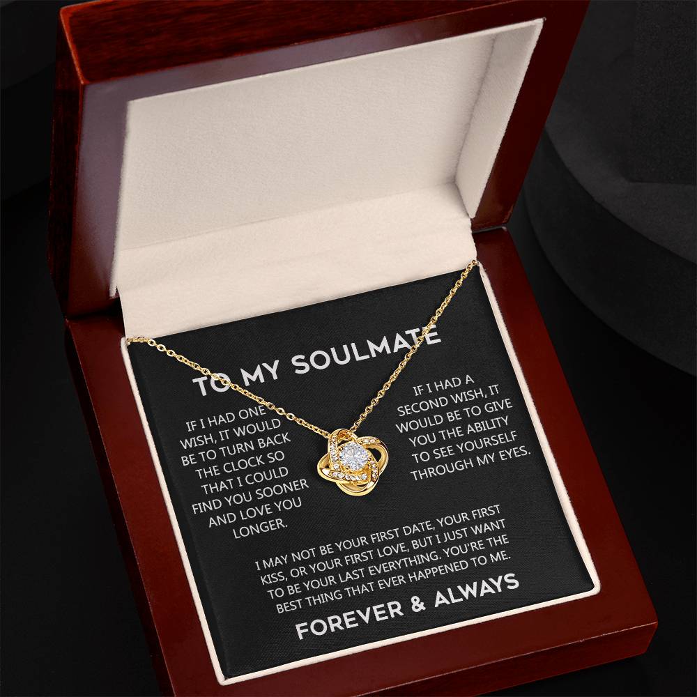 To My Soulmate Love Knot Necklace Gift From Husband, Boyfriend To Wife, Soulmate Gift Necklace On Valentines Day Anniversary, Christmas Gift Necklace for Her Romantic, Girlfriend Gift Necklace