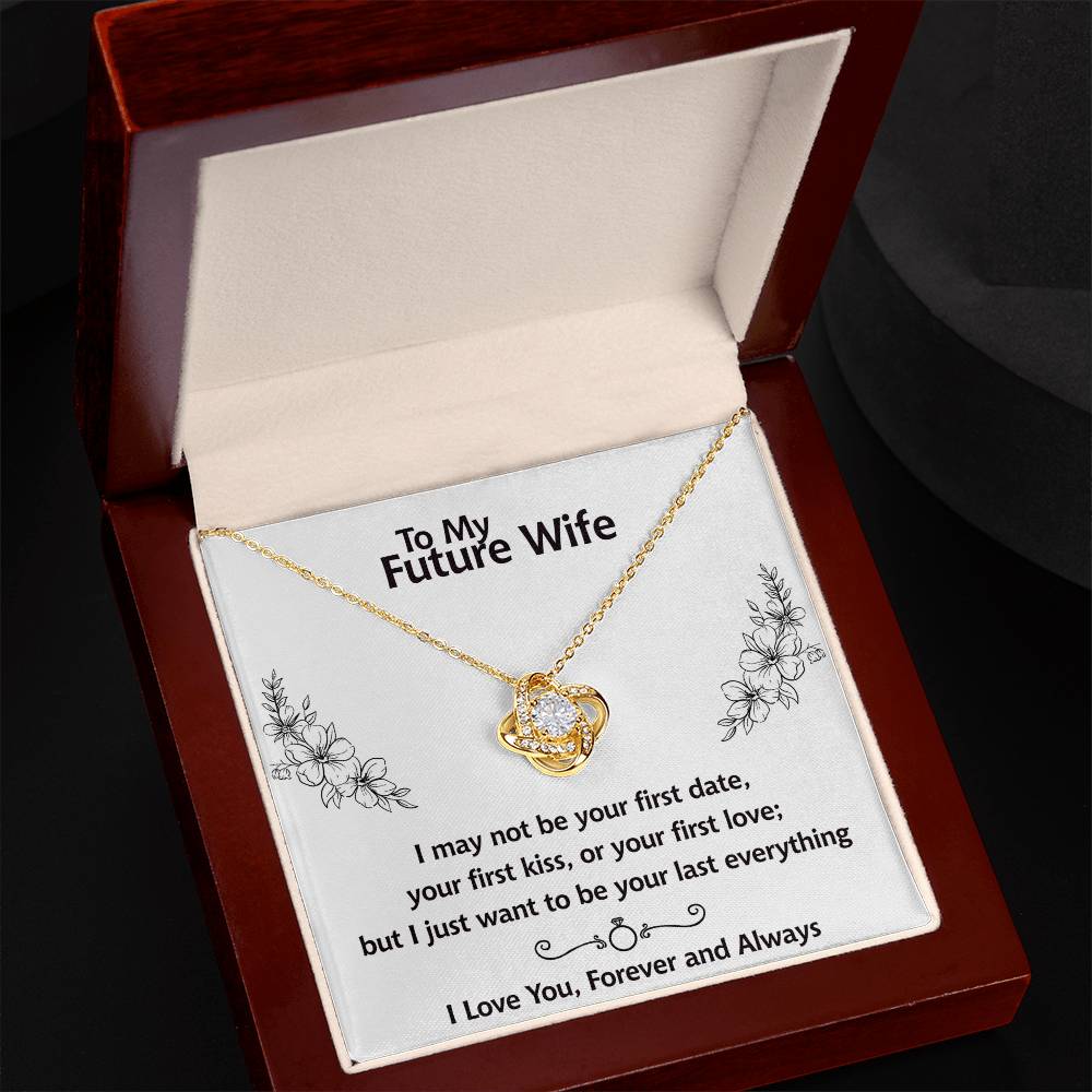 To My Future Wife Necklace, Love Knot Necklace For Girlfriend With Box And Message Card Soulmate Gift Necklace, Necklace For Her From Boyfriend, Jewelry Gift For Women, One Year Anniversary Pendant