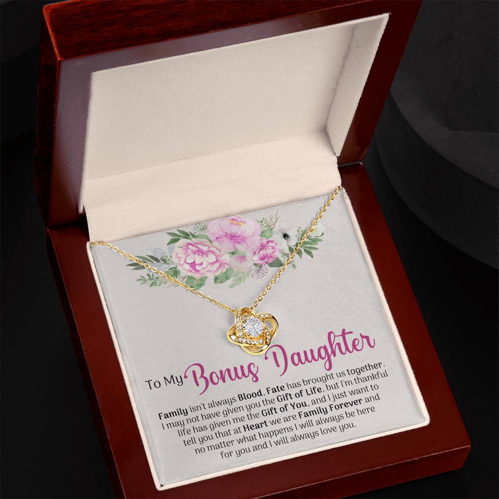 To My Beautiful Daughter Love Knot Necklace with Message Card and Gift Box, Jewelry Pendant Gift for Girls, Little Girl, Daughter Mom Birthday Gift for Daughter Jewelry for Girls, Little Girl